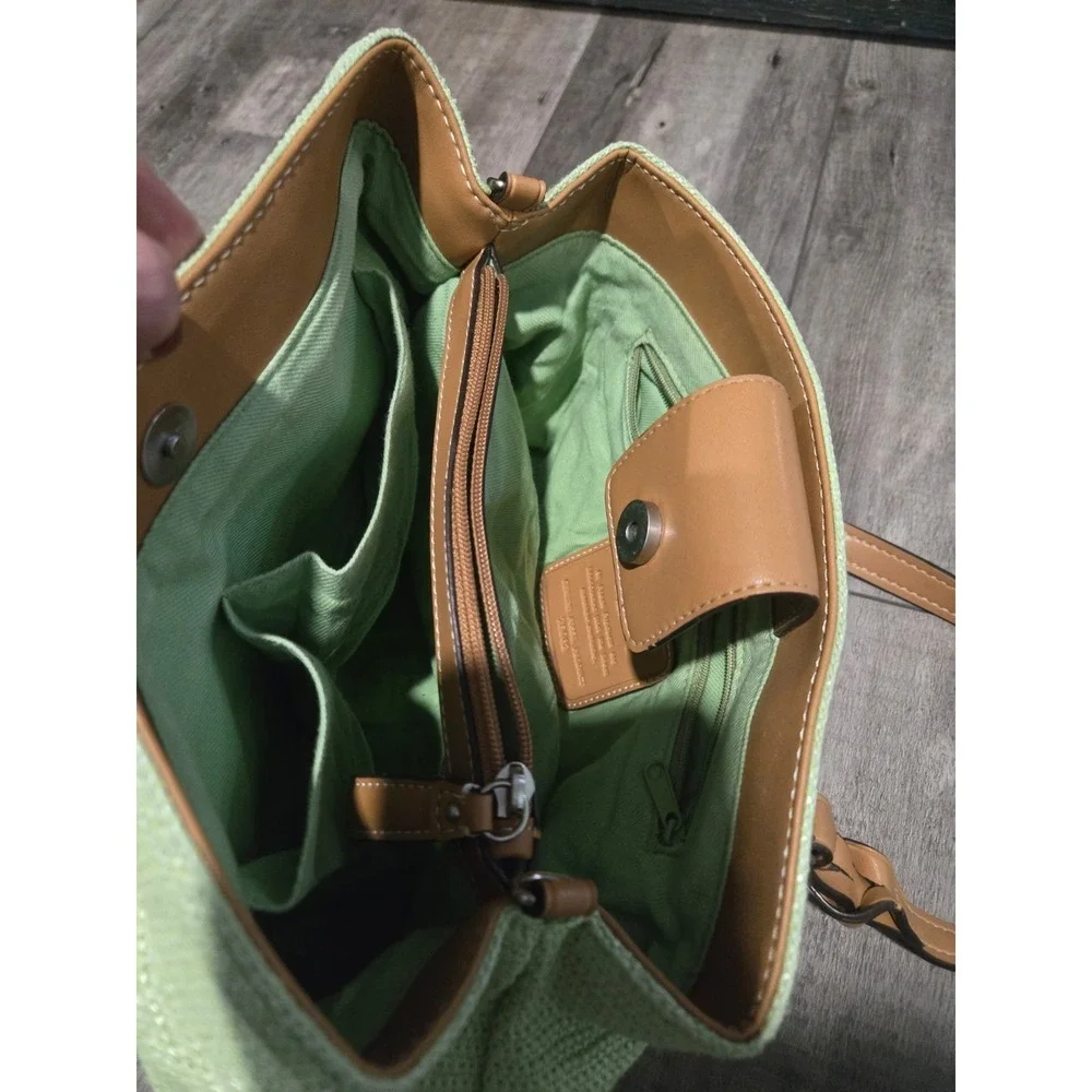 Fossil Vintage 75082 Green Woven Straw Raffia Leather Shoulder Bag Y2K Charm